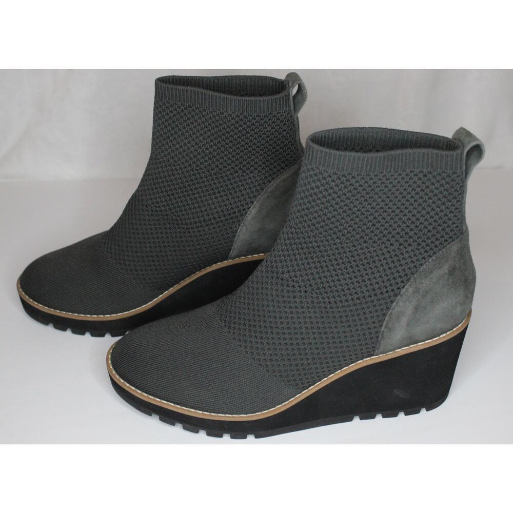 Eileen Fisher London Stretch Knit Wedge Bootie in Gray, Women's Size 9